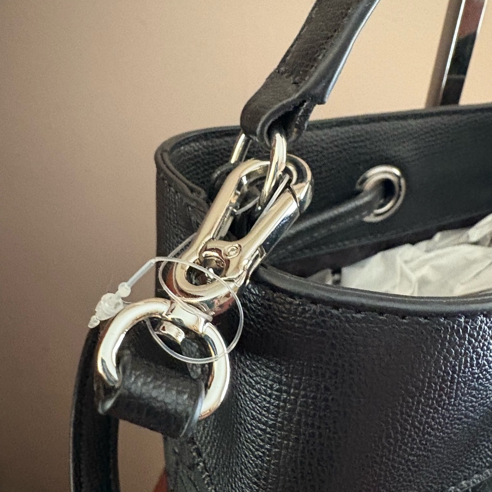 Karl Lagerfeld NWT Paris Black Lace Embossed Adele Bucket Bag - Picture 4 of 16